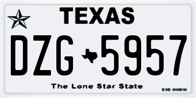 TX license plate DZG5957