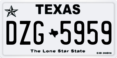 TX license plate DZG5959