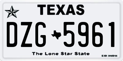 TX license plate DZG5961