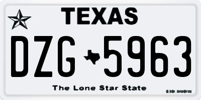 TX license plate DZG5963