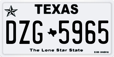 TX license plate DZG5965