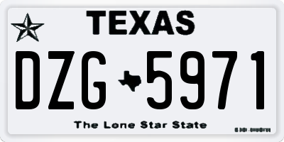 TX license plate DZG5971