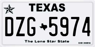 TX license plate DZG5974