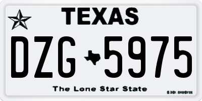 TX license plate DZG5975
