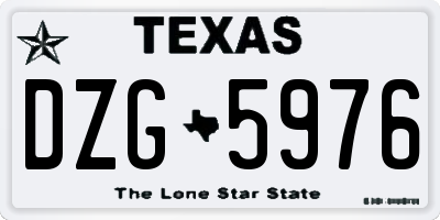TX license plate DZG5976