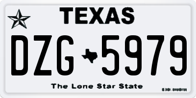 TX license plate DZG5979