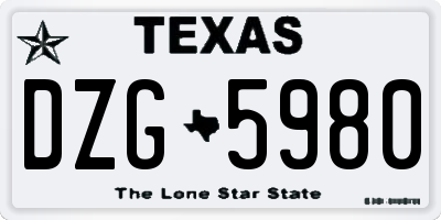 TX license plate DZG5980