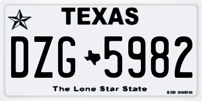 TX license plate DZG5982