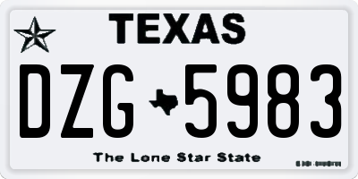 TX license plate DZG5983