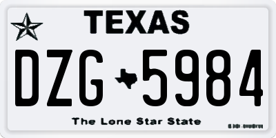 TX license plate DZG5984