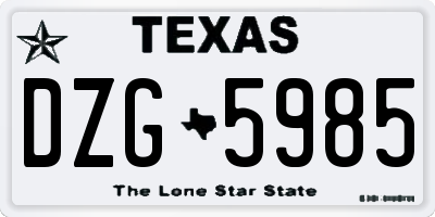 TX license plate DZG5985