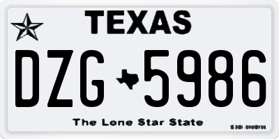 TX license plate DZG5986