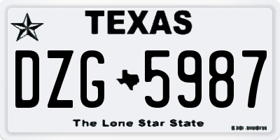 TX license plate DZG5987
