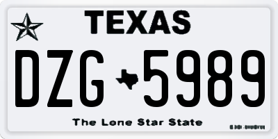 TX license plate DZG5989