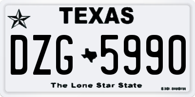 TX license plate DZG5990
