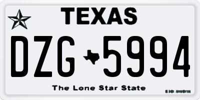 TX license plate DZG5994