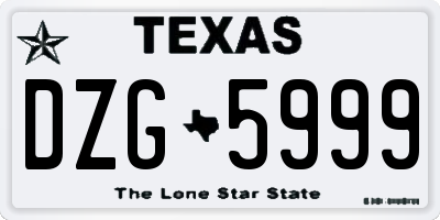 TX license plate DZG5999