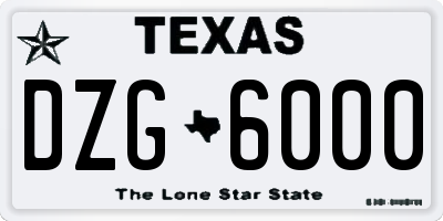 TX license plate DZG6000