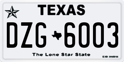 TX license plate DZG6003