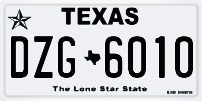 TX license plate DZG6010