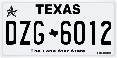TX license plate DZG6012