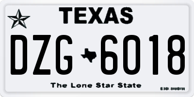TX license plate DZG6018