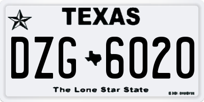 TX license plate DZG6020