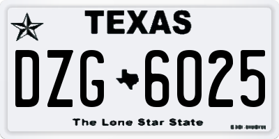 TX license plate DZG6025