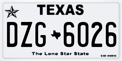 TX license plate DZG6026
