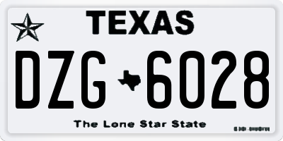 TX license plate DZG6028