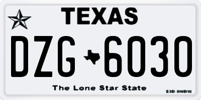 TX license plate DZG6030