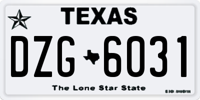 TX license plate DZG6031