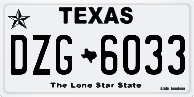 TX license plate DZG6033