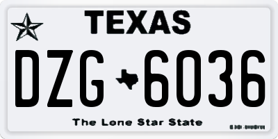TX license plate DZG6036