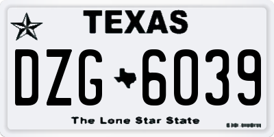 TX license plate DZG6039