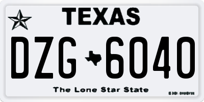 TX license plate DZG6040