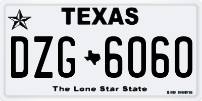 TX license plate DZG6060