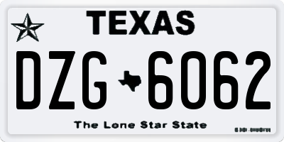 TX license plate DZG6062