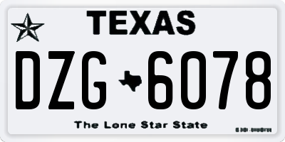 TX license plate DZG6078