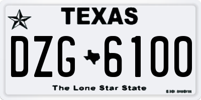 TX license plate DZG6100