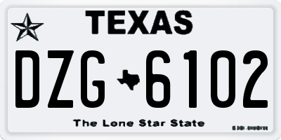 TX license plate DZG6102
