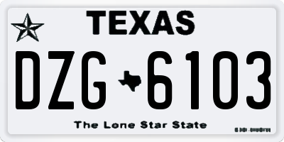TX license plate DZG6103