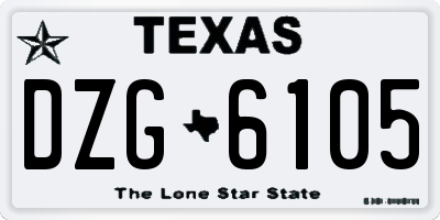 TX license plate DZG6105