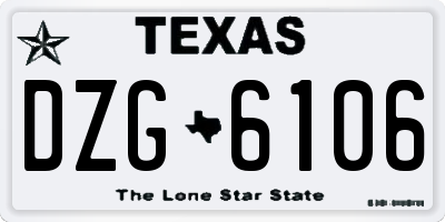 TX license plate DZG6106