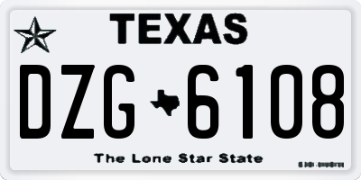 TX license plate DZG6108