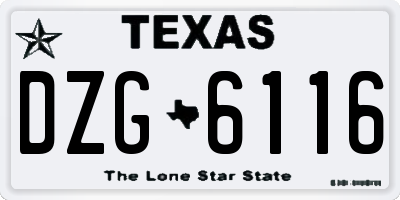 TX license plate DZG6116