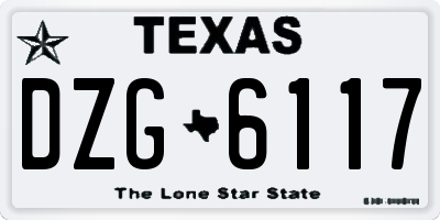 TX license plate DZG6117
