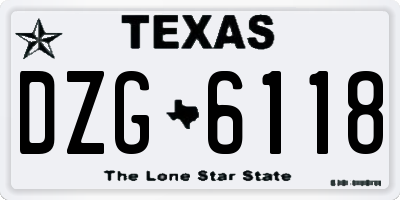 TX license plate DZG6118