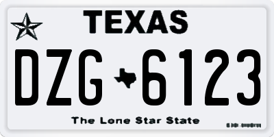 TX license plate DZG6123