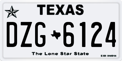 TX license plate DZG6124